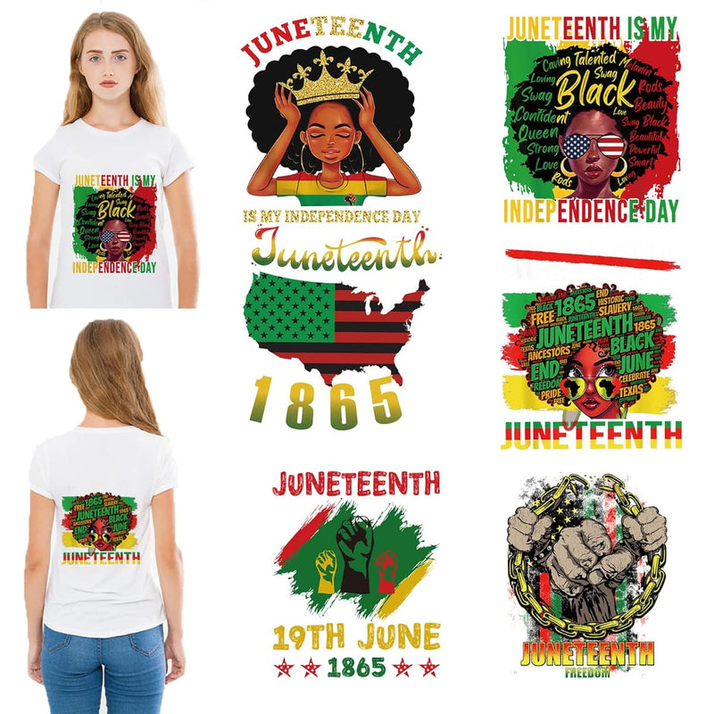 6 Sheets Juneteenth Iron On Transfer Black Women Iron On Patches Stickers Heat