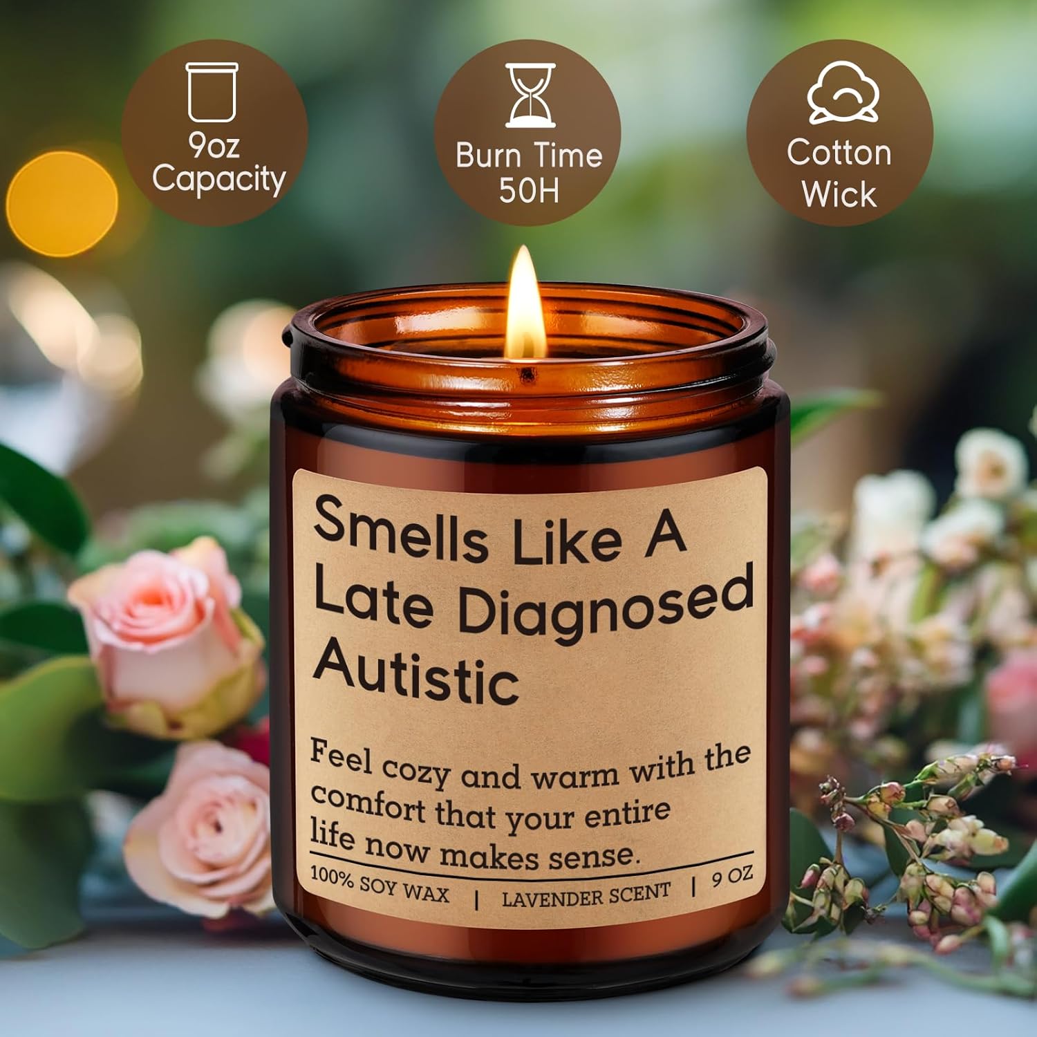 Candle, Late Diagnosed Autism Gifts For People, Autistic Adult Must Have - Neurodivergent Gifts For Autistic Adults, Teens - Funny Autism Awareness Acceptance Stuff For Men Women Mom Dad