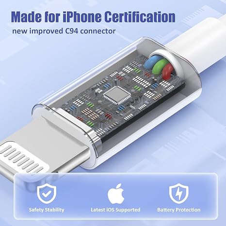 4 Pack 6FT USB C to Lightning Cable Fast Charging Cord for iPhone 14 13 12 11 and More