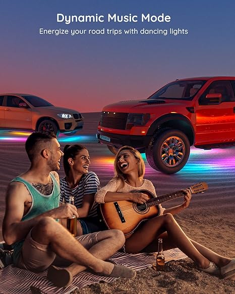 RGBIC Underglow Car Lights 4PCS Smart LED Neon Accent Strips with App Control for SUVs & Trucks