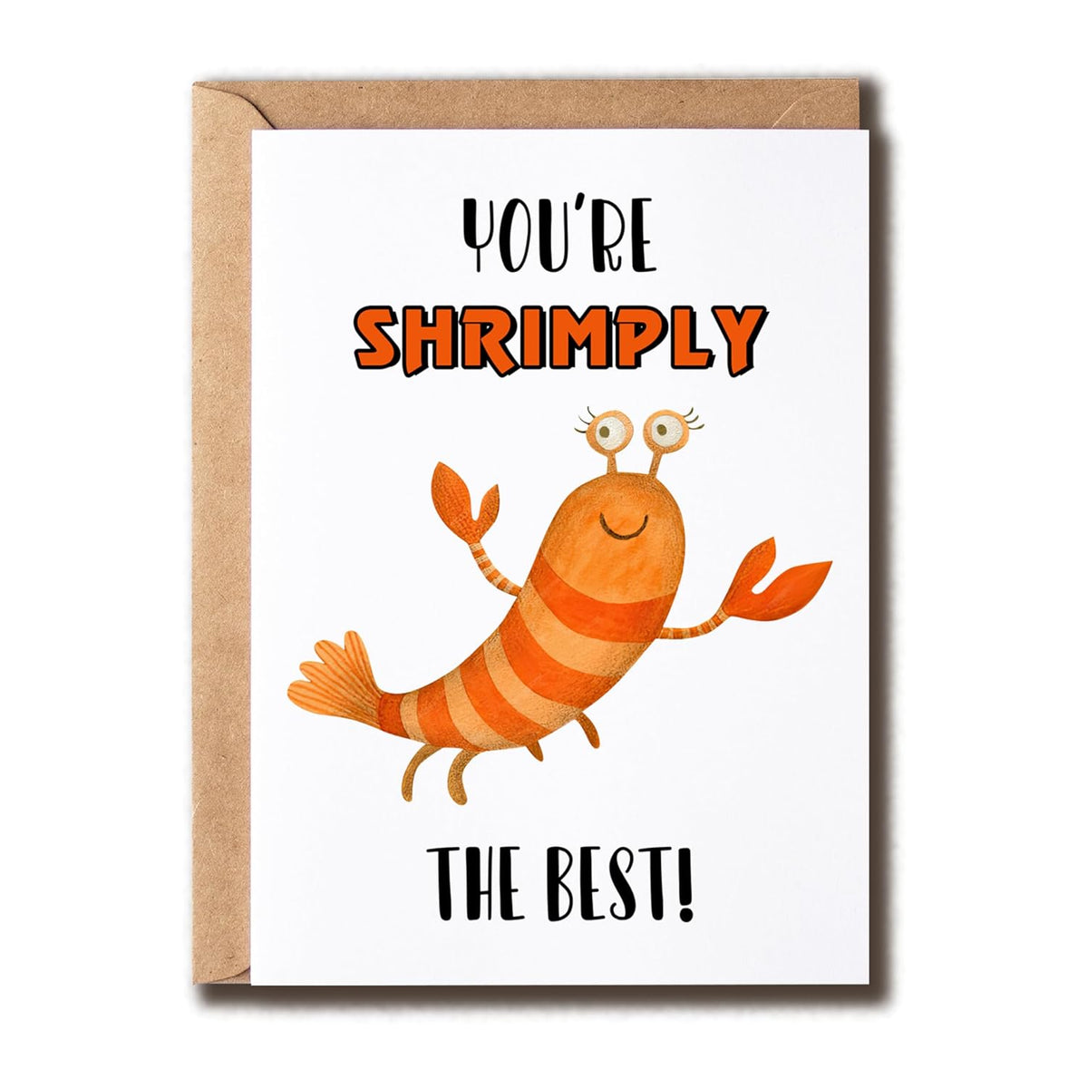 You'Re Shrimply The Best Card - Shrimply Thank You Card - Valentines Day Pun Card - Humorous Appreciation Card, White