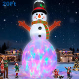20Ft Giant Christmas Inflatable Snowman With Colorful 3D Rotating Lights, Outdoor Blow Up Christmas Decorations, Huge Sn