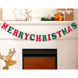 Merry Christmas Banner Red Green Wool Felt Garland Christmas Decorations Indoor Happy Holiday Decorations Cute Hanging Decor For Mantel Fireplace Wall, Kids Bedroom, Living Room,Party Supplies