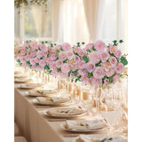 Premium Pink Silk Flower Bouquets, Artificial Chrysanthemums, Fake Flowers Roses Peonies Decoration, Pink Faux Floral Arrangements For Wedding Home Decor Table Centerpieces