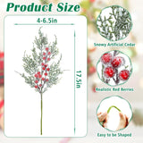 4 Pcs Christmas Picks, 17.5 Inch Artificial Christmas Flowers Picks Spray For Christmas Tree Wreath Floral Arrangement Vase Winter Holiday Season Décor