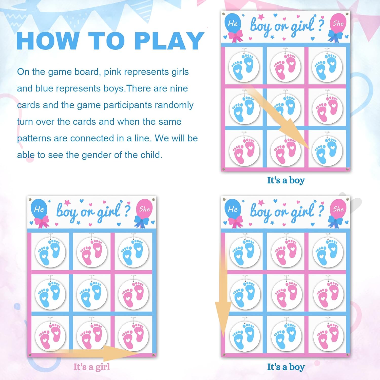 Gender Reveal Games Tic Tac Toe Board Game With 10 Boy Or Girl Signs, Gender Reveal Ideas, He Or She, Boy Or Gir Sign Gender Reveal Party Supplies, Baby Shower Gender Reveal Decorations