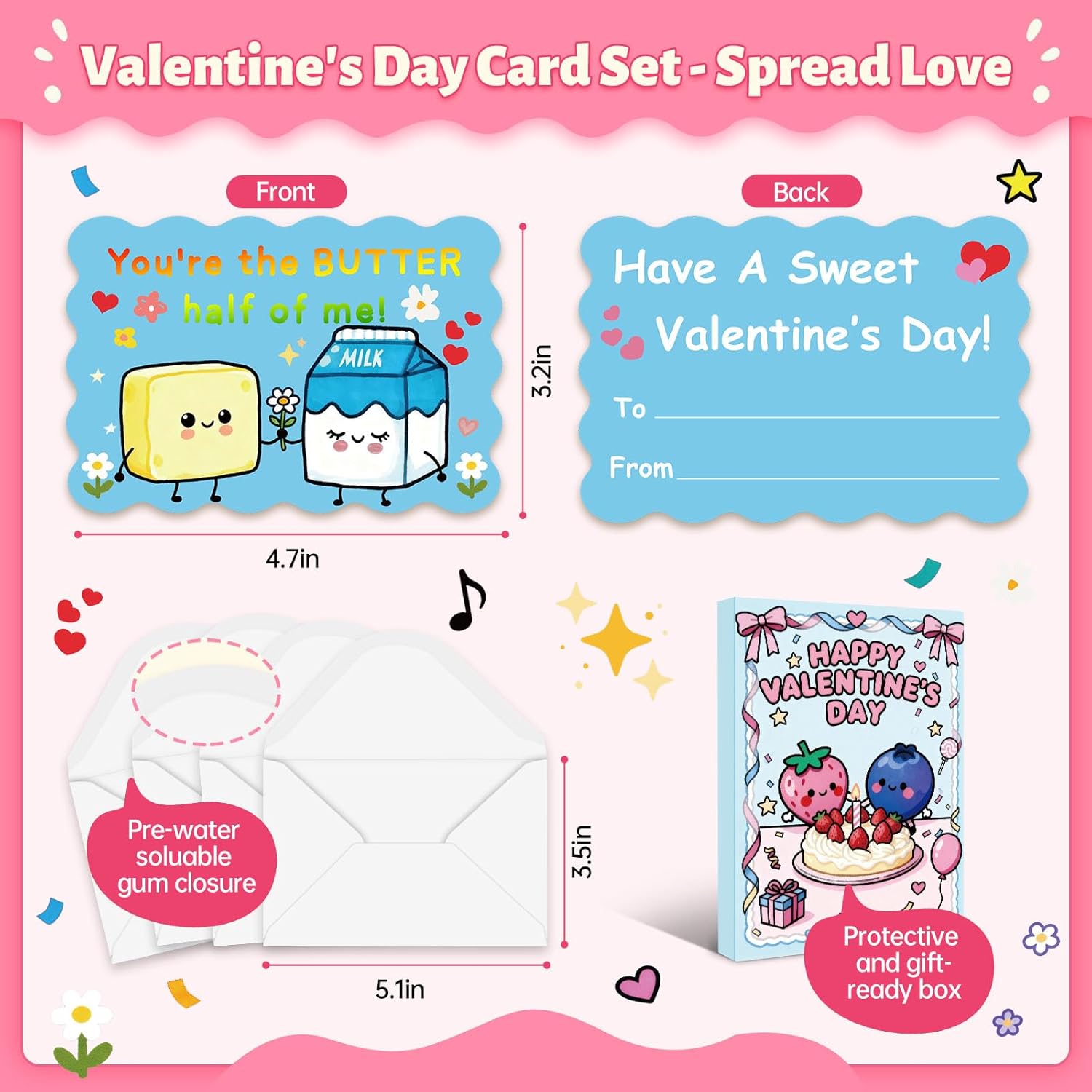 36 Pack Valentines Day Cards For Kids School – 4.7 X 3.2 In Funny Classroom Valentine Cards, 9 Cute Designs With Envelopes & Stickers For Boys, Girls & Teachers