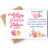 Mothers Day Card For Wife From Husband - 5X7 Inch Folded Card Include Envelope, Sticker - Blank Inside - Sweet, Unique & Romantic Gift, Embossed