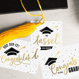 Graduation Cards / 12 Black And Matte Gold Cards With White Envelopes / 4 Black And Faux Gold Graduate Designs / 4 5/8" X 6 1/4" Congrats Grad Greeting Cards/Made In The Usa