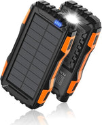 42800mAh Solar Power Bank, Portable Charger with QC 3.0, Flashlight, Orange