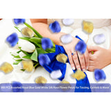 900 Pack Mixed Royal Blue Gold White Silk Wedding Flower Rose Party Centerpieces Wedding Confetti Table Scatters Christening Baby Boy Shower Decoration Favor