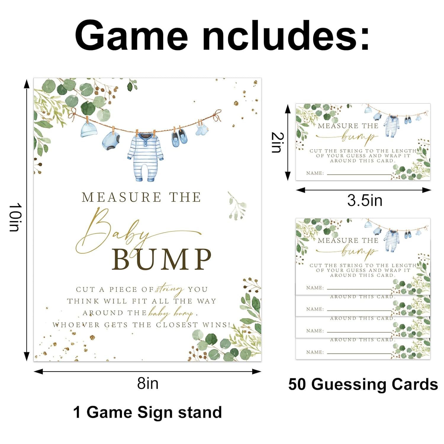 Baby Shower Games 50Pcs Eucalyptus Leaves Measure The Baby Bump Cards With Sign How Big Is Mommy'S Belly Game Cards For Party Favor Supplies