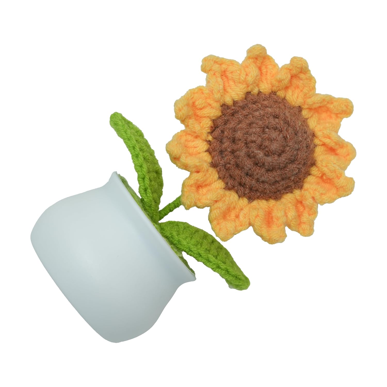 Crochet Flower Simulation Sunflower Potted Artificial Flowers Desk Decoration Dashboard Decoration Home Decoration Exquisite Diy Flowers