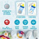 Find The Babys Milk Scratch Off Game, Its A Boy Baby Shower Easy To Play Silly Games, Funny Idea, Ice Breaker Activity. Raffle Cards, Blue Bottle, Set Of 40 Cards Made In Usa