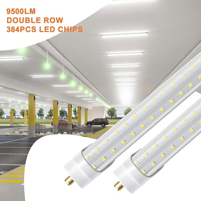 12 Pack 8FT LED Bulbs 72W 10000LM 6000K V Shape FA8 Shop Light Fluorescent Replacement