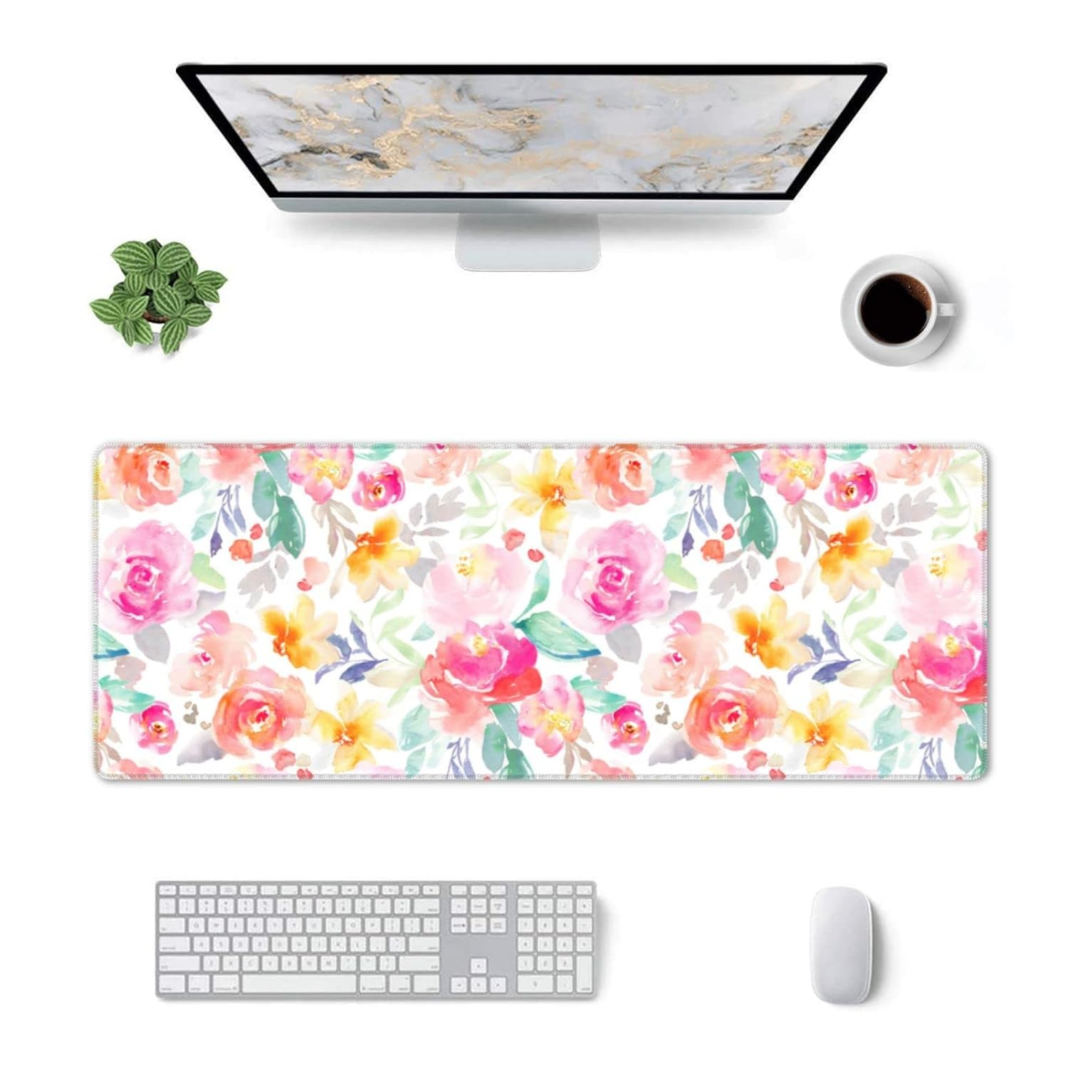 Pink Desk Mat,Floral Desk Mat,Xxl Mouse Pad,Floral Mouse Pad,Christmas Gifts,Desk Accessories For Women,Pink Office Supplies,Office Decor For Women,11.8 * 31.5 Inches