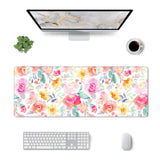 Pink Desk Mat,Floral Desk Mat,Xxl Mouse Pad,Floral Mouse Pad,Christmas Gifts,Desk Accessories For Women,Pink Office Supplies,Office Decor For Women,11.8 * 31.5 Inches