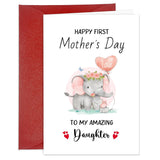 First Mother'S Day Card For Daughter From Mom Dad Cute Elephant 1St Mothers Day Gifts For Daughters Stepdaughter Happy First Mothers Day To My Amazing Daughter Greeting Card With Envelope
