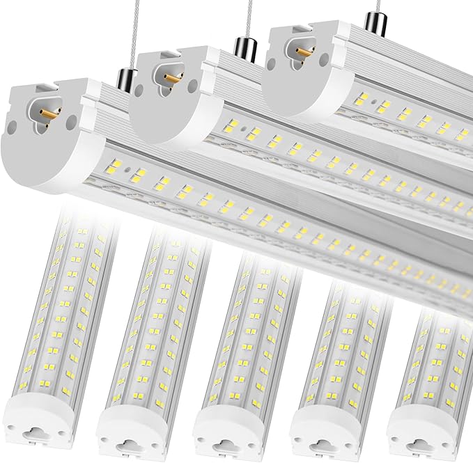 8 Pack 8FT U Shape LED Shop Lights 125W 20000LM 6500K Linkable Plug and Play Garage Lights