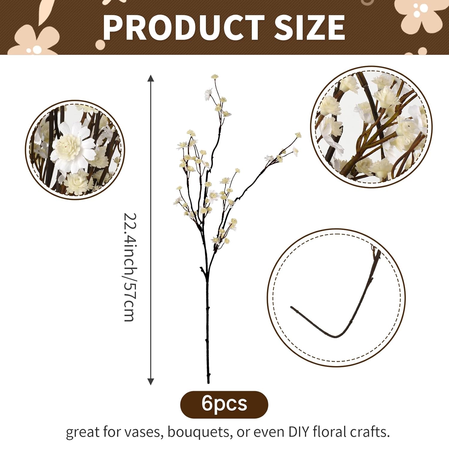 6Pcs Babys Breath Artificial Flowers Real Touch Gypsophila Flowers White Faux Flowers For Wedding Bridal Bouquet Wreath Table Centerpiece Outdoor Decor