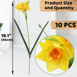 10 Pcs Artificial Daffodils Flowers Narcissus Faux Spring Flowers Fake Silk Daffodil Flower Arrangement For Indoor Outdoor Home Wedding Decor (10, Yellow)