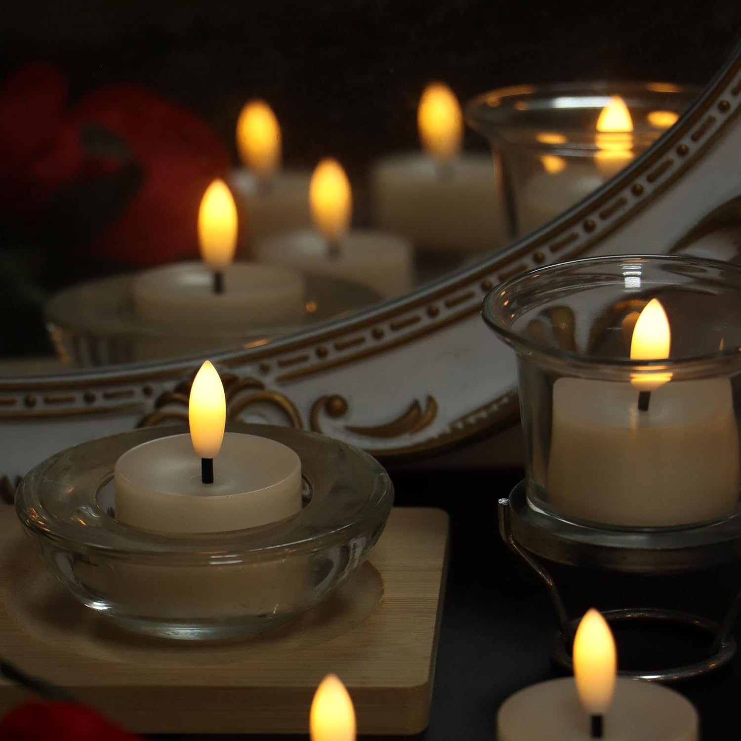 Flameless Led Tea Lights Flickering White Battery Operated, Electric Fake Tealight Candles Long Lasting For Romantic Night Wedding Birthday Party Valentine'S Day Christmas Home Decor 12 Pack