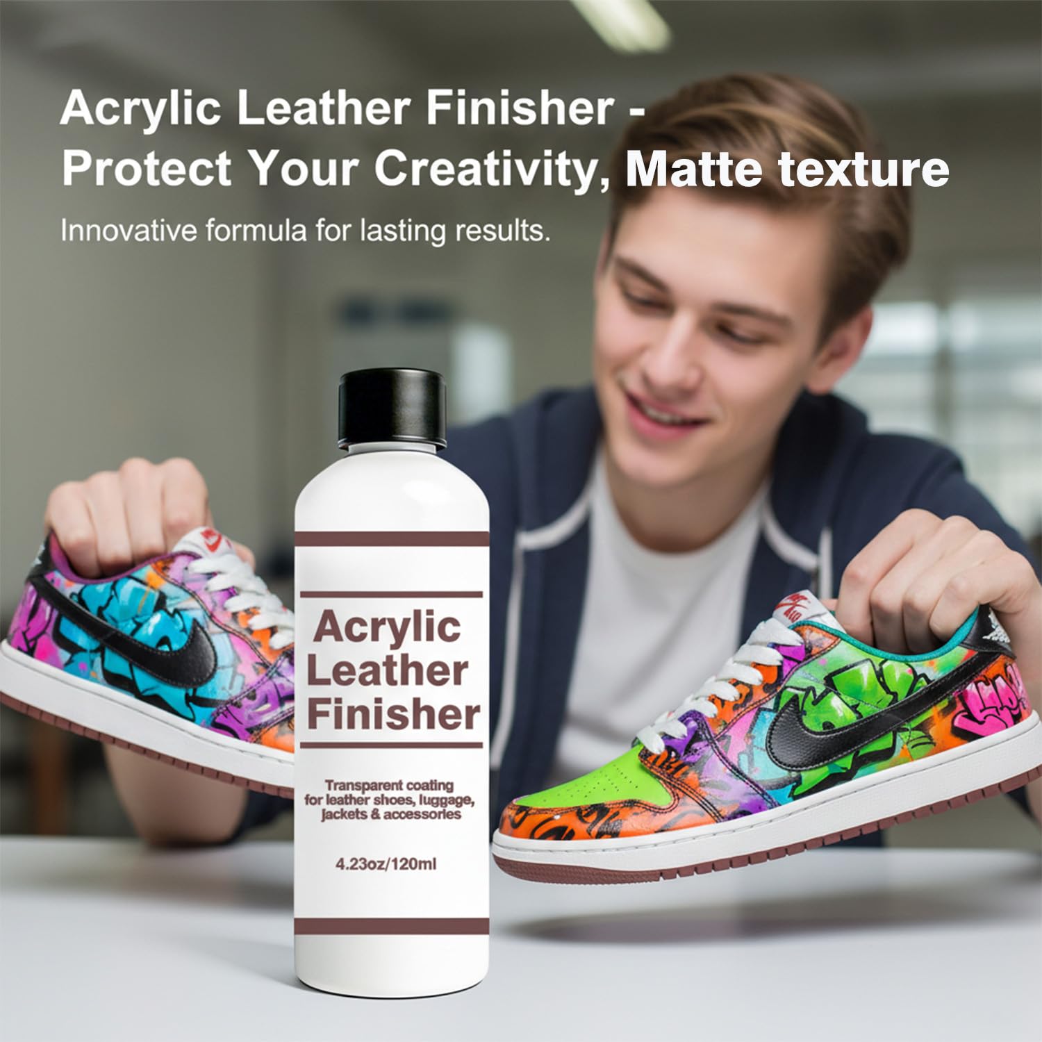 Matte Acrylic Leather Finisher – Anti-Wear & Anti-Oxidation Clear Flexible Coat For Leather Shoes Protection, Matte Finish For Bags, Jackets & Leather Craft Restoration, 4.23 Oz