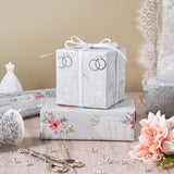 Wedding Wrapping Paper Roll - Mini Roll - 3 Rolls - 17 Inch X 120 Inch Per Roll - Silver Foil Diamond Ring And Floral Design For Celebration, Party, Holiday
