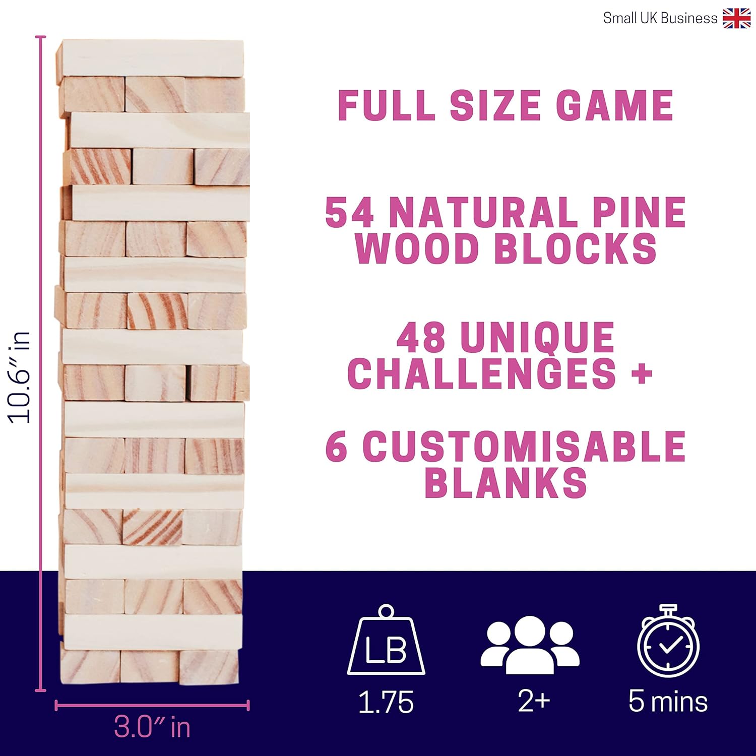 The Drinking Game - The Ultimate Pregame Drink Tower For Parties - 54 Stack It Blocks With Unique Dares, Friendsgiving Games, Funny White Elephant Gifts, Dirty Santa Gifts, Holiday Games