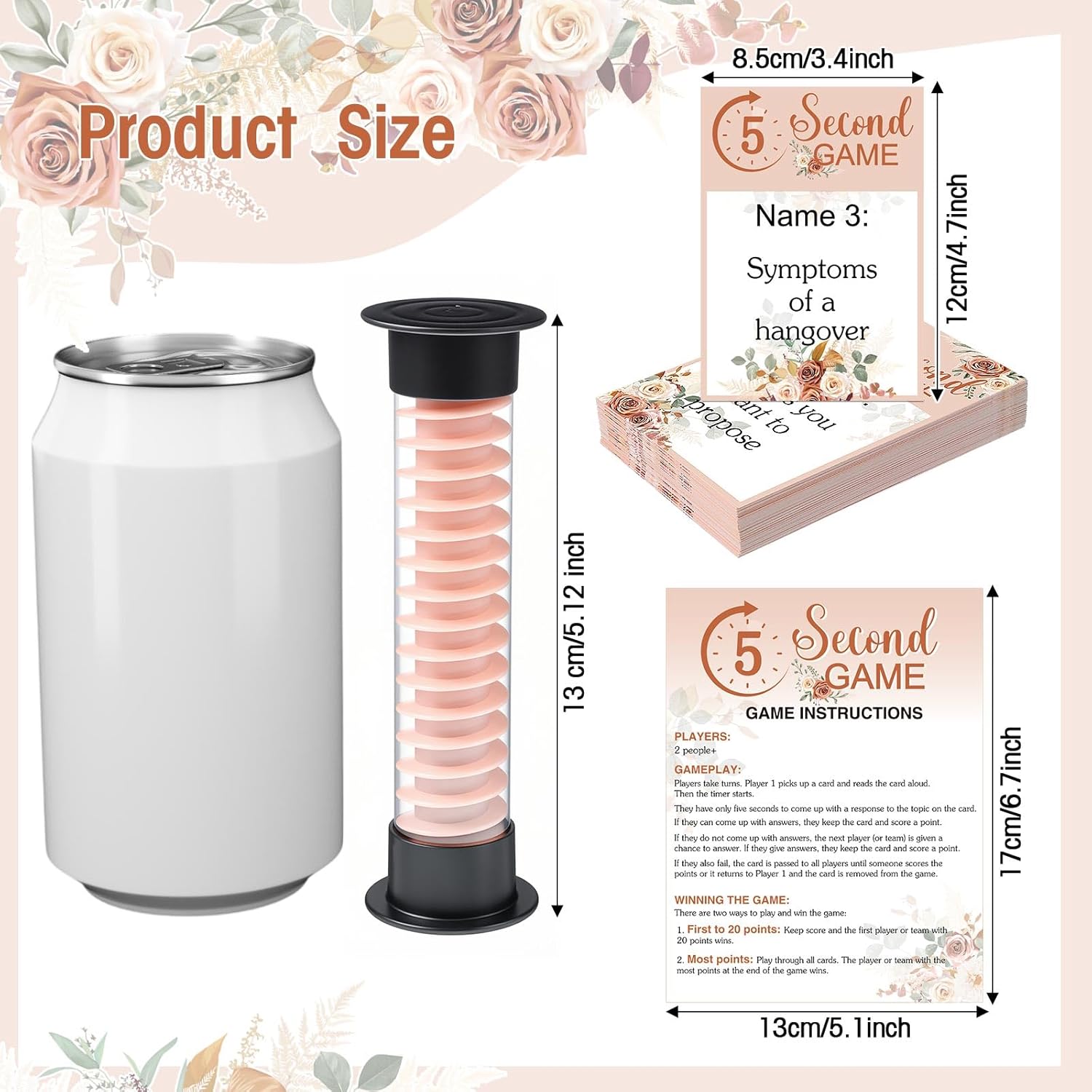 Bridal Shower Game Set 101 Simple Question Cards And 5 Second Hourglass 5 Second Quiz Game Set For Wedding Shower Engagement Bachelorette Flower Tea Pink Party Activities