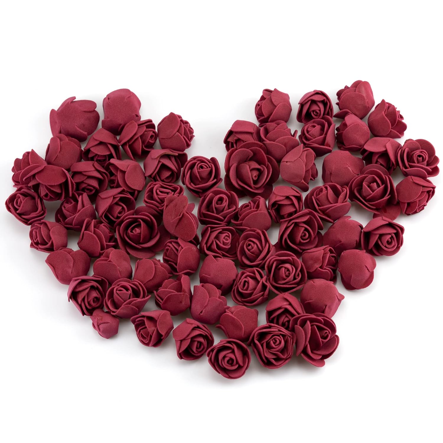 100 Pcs Foam Artificial Burgundy Roses Mini Fake Flowers Mini Artificial Fake Rose Heads Artificial Floral For Diy Bouquets Party Baby Shower Home Decorations Wedding