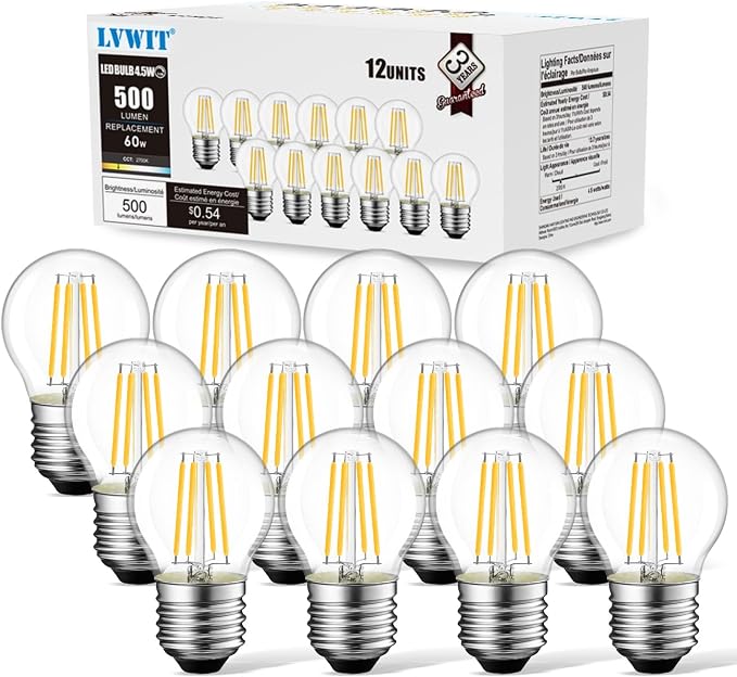 G14 LED Filament Light Bulb 60W Equivalent 2700K Warm White Small Globe Bulb
