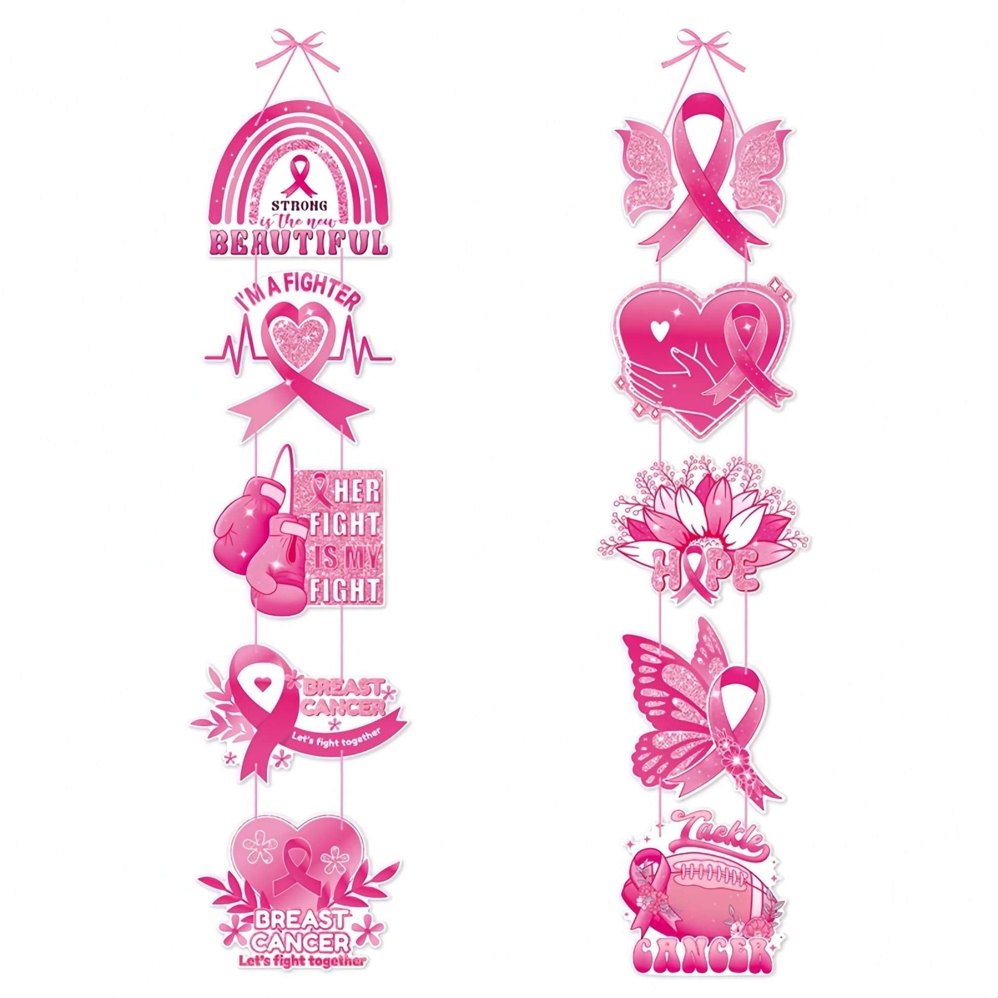 Breast Cancer Awareness Door Banners, Pink Ribbon Porch Signs Decor