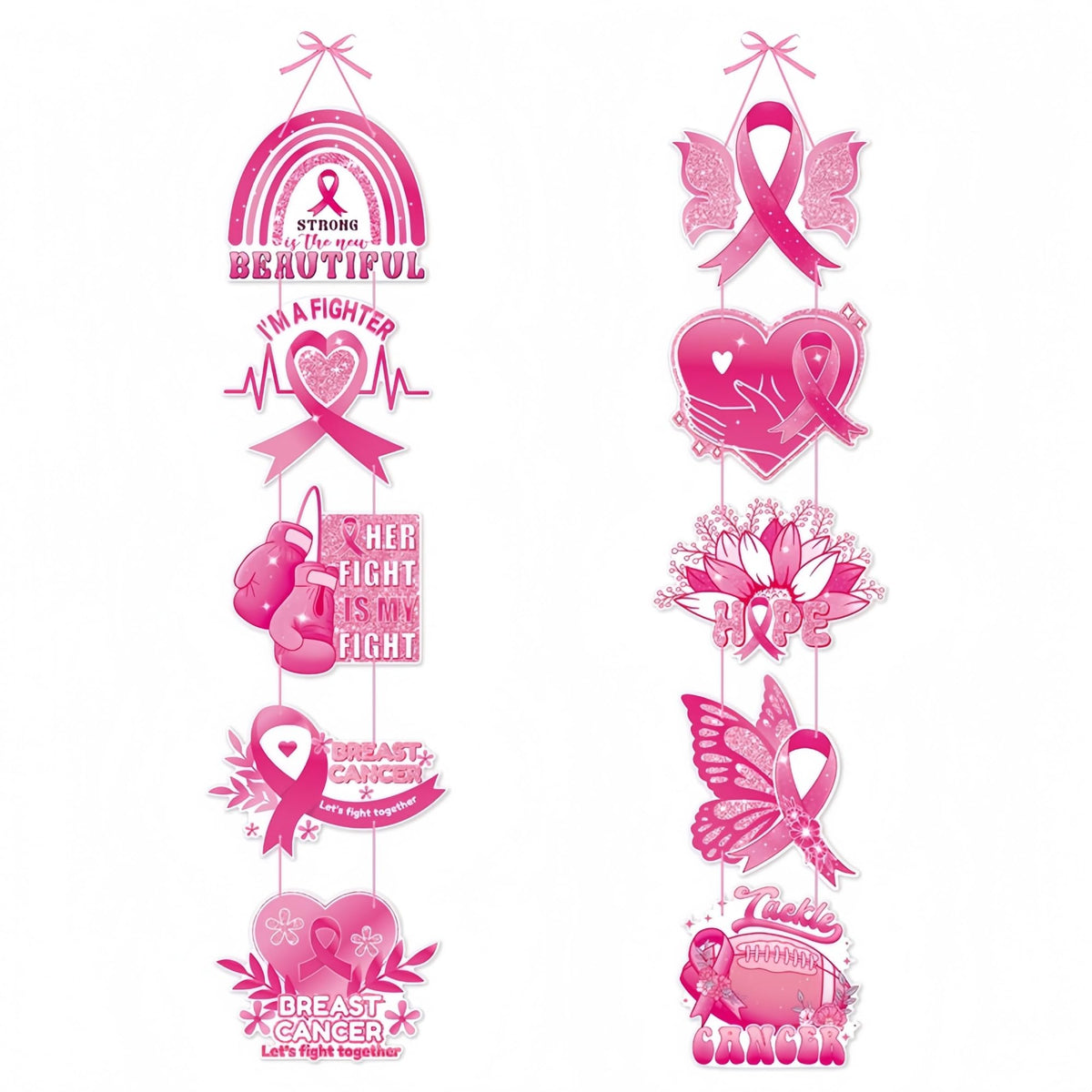 Breast Cancer Awareness Door Banners, Pink Ribbon Porch Signs Decor