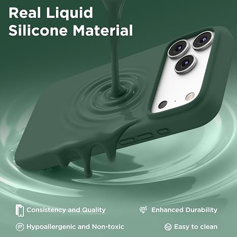 Magnetic Silicone Case Compatible with iPhone 18 Pro and iPhone 17 Pro Alpine Green Protective Cover