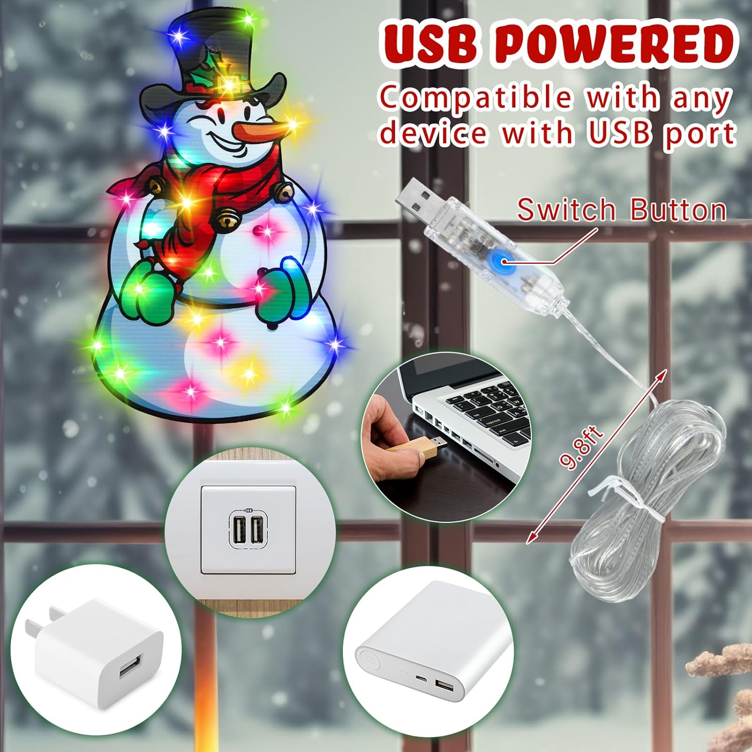 5 Pcs Christmas Window Lights Decorations Lighted Christmas Window Silhouette 8 Modes Usb Powered With Remote Timer Ligh