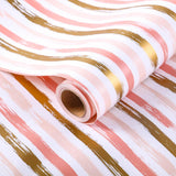 Birthday Gift Wrapping Paper Roll - Pink Golden White Design - 17 Inch X 32.8 Feet - Gift Wrap For Baby Shower, Wedding, Bridal, Birthday Party, Valentines Day