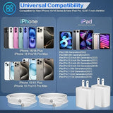 2 Pack 20W USB C Fast Charger with 6FT USB C Cable for iPhone 17 16 15 Pro Max Air Wall Charger