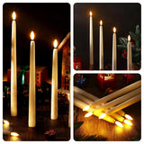 40 Pcs Flameless Taper Candles Led Flickering Taper Bulk Battery Operated Flameless Candle For Halloween Christmas Birthday Wedding Decoration, 8.5/9.7/10.8/12.8 Inch (Ivory)