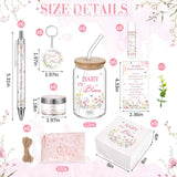 6 Sets 72 Pcs Baby Shower Prizes For Game Favors Include Glass Cups Baby Shower Winners Present Box Lipstick Pen Candle Keychain Guests Wedding Gift(Wildflower)