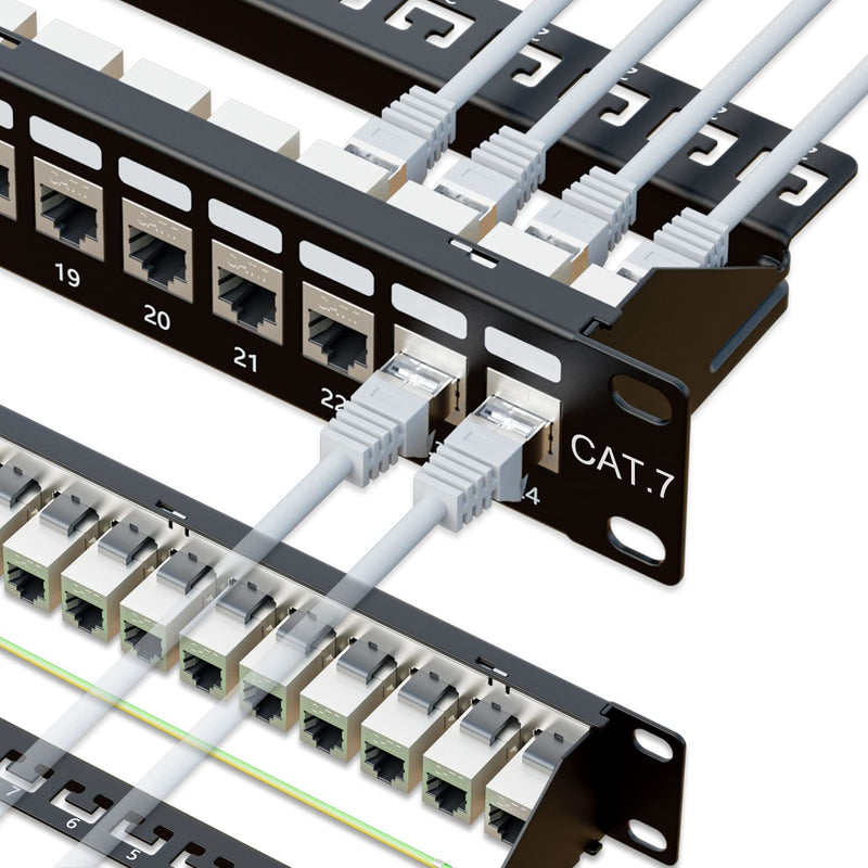 24 Port Cat7 Rj45 Through Coupler 1U Shielded Patch Panel Stp 19-Inch With Bac