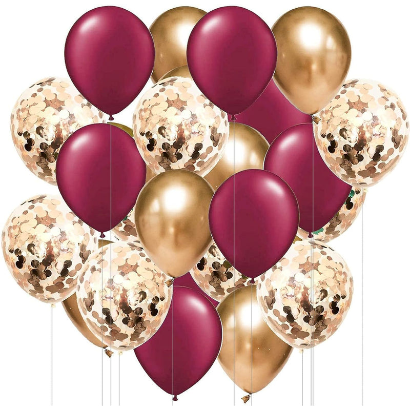 Burgundy Rose Gold Balloons Of 30Pcs For Burgundy Birthday Party Decor