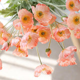 Artificial Flowers 8 Stems Poppy Silk Bouquet,Fake Pooppies Flowers For Wedding, Home, Party Decoration,Table Centerpiece Arrangement(Coral Pink, 8Pcs)