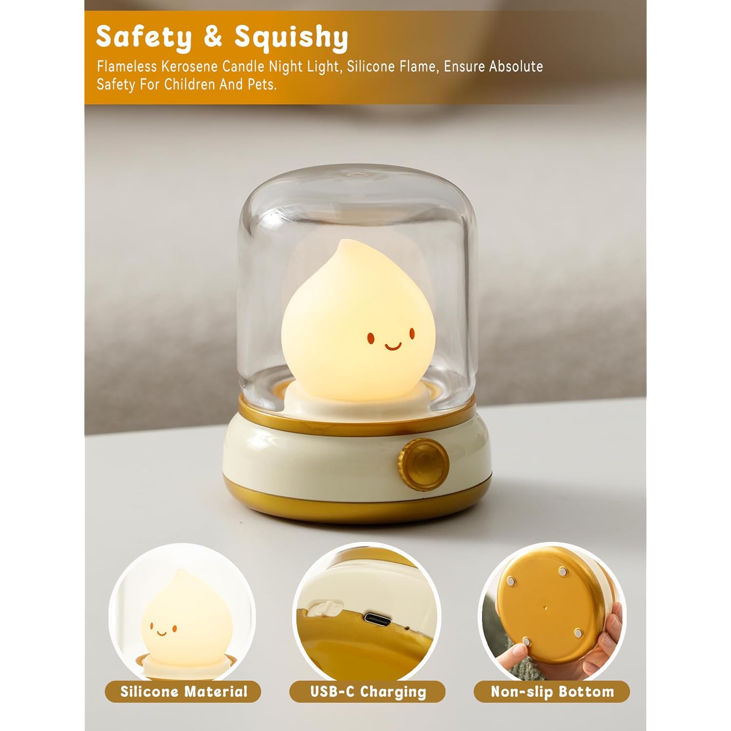 Cute Ghost Campfire Lamp, Halloween Decor,Kids Night Light?Adjustable Dimmable Rechargeable Night Light For Kids, Girls, Boys Gifts,Halloween,Christmas Decorations
