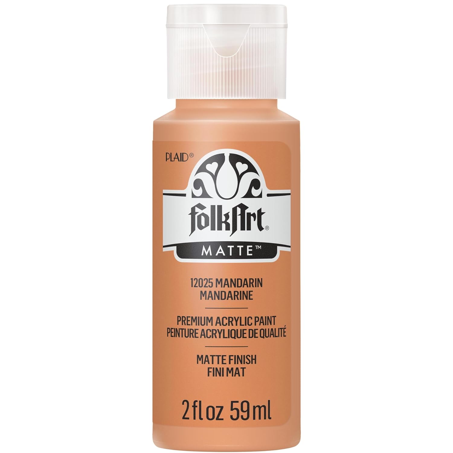 FolkArt Acrylic Craft Paint, Mandarin 2 fl oz Premium Matte Finish Paint, Perfect For Easy To Apply DIY Arts And Crafts, 12025