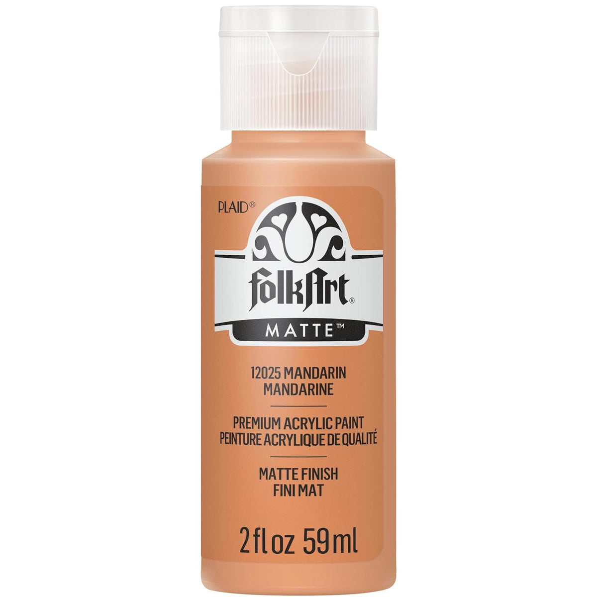 FolkArt Acrylic Craft Paint, Mandarin 2 fl oz Premium Matte Finish Paint, Perfect For Easy To Apply DIY Arts And Crafts, 12025
