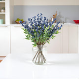 6 Pcs Artificial Blueberry Stems Blueberry Decor Christmas Berries Faux Blueberries Fake Fruit For Home Kitchen Party Decoration Vases And Diy Floral Arrangements(Blue)