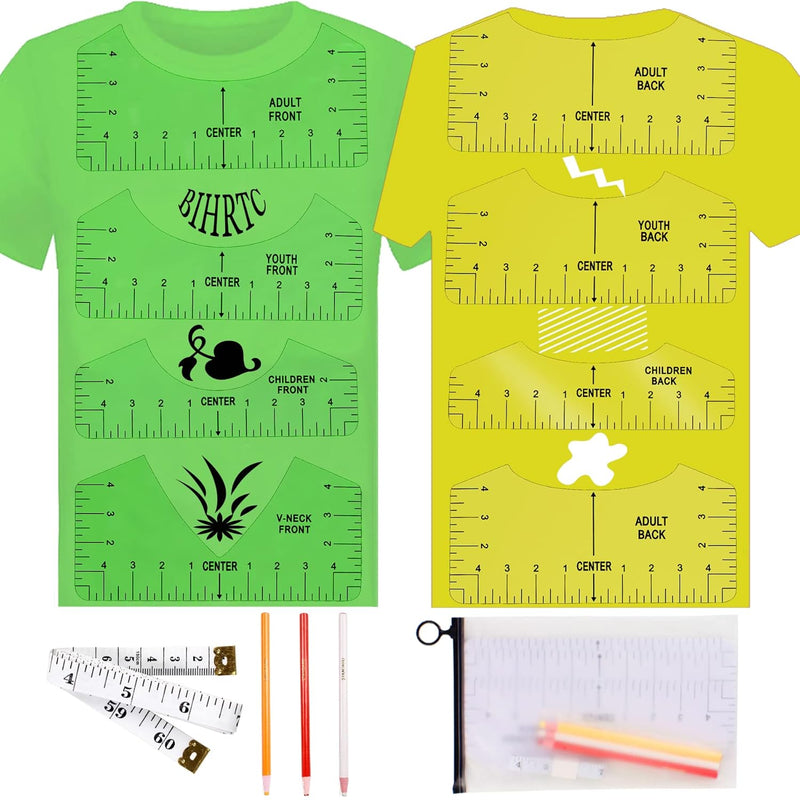 8Pcs T-Shirt Alignment Ruler Guide Tool To Center Designs Pvc T Shirt Ruler Ts