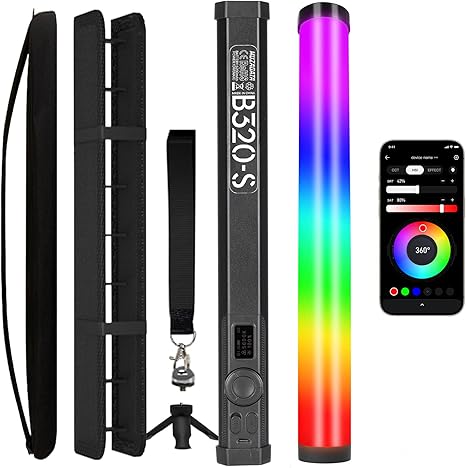 RGB Tube Light 5200mAh Magnetic Handheld LED Video Light Wand 2500K 9900K for Studio Vlog