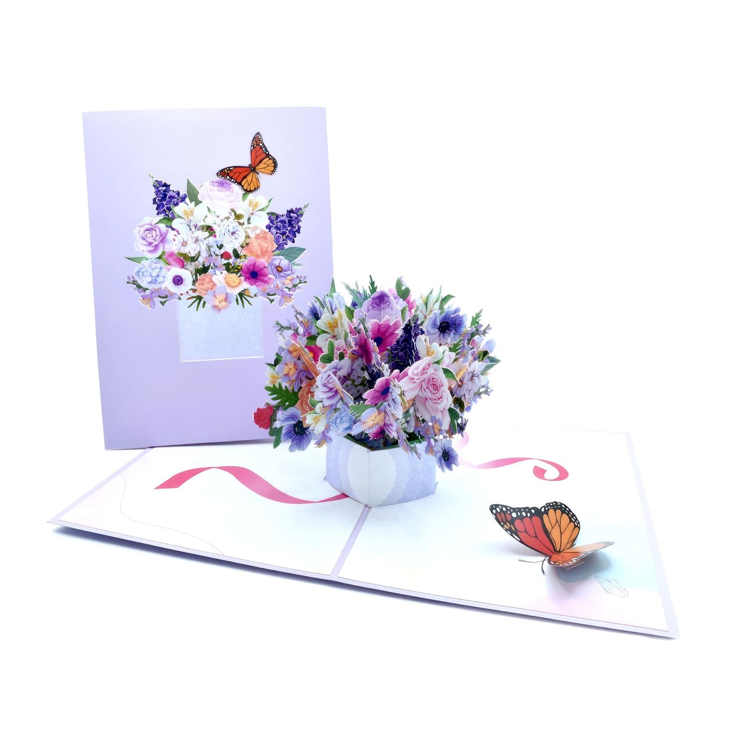 Flower Bouquet Pop Up Card, 3D Blooming Love Greeting Card For Birthday, Mothers Day, Valentines Day, Anniversary, Congratulations, Thinking Of You, All Occassions By